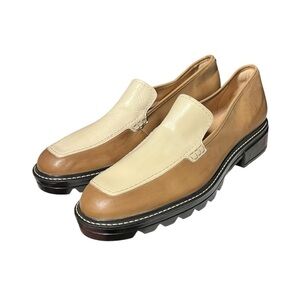 NEW Bernardo Studio Caleb Womens Two-Tone Brown White Leather Loafers Size 11
